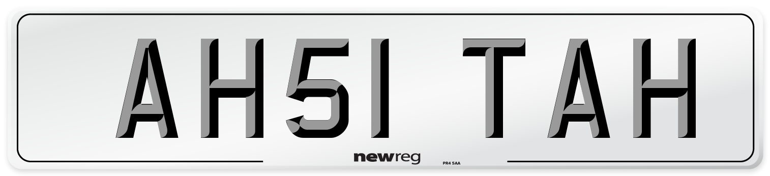 AH51 TAH Number Plate from New Reg